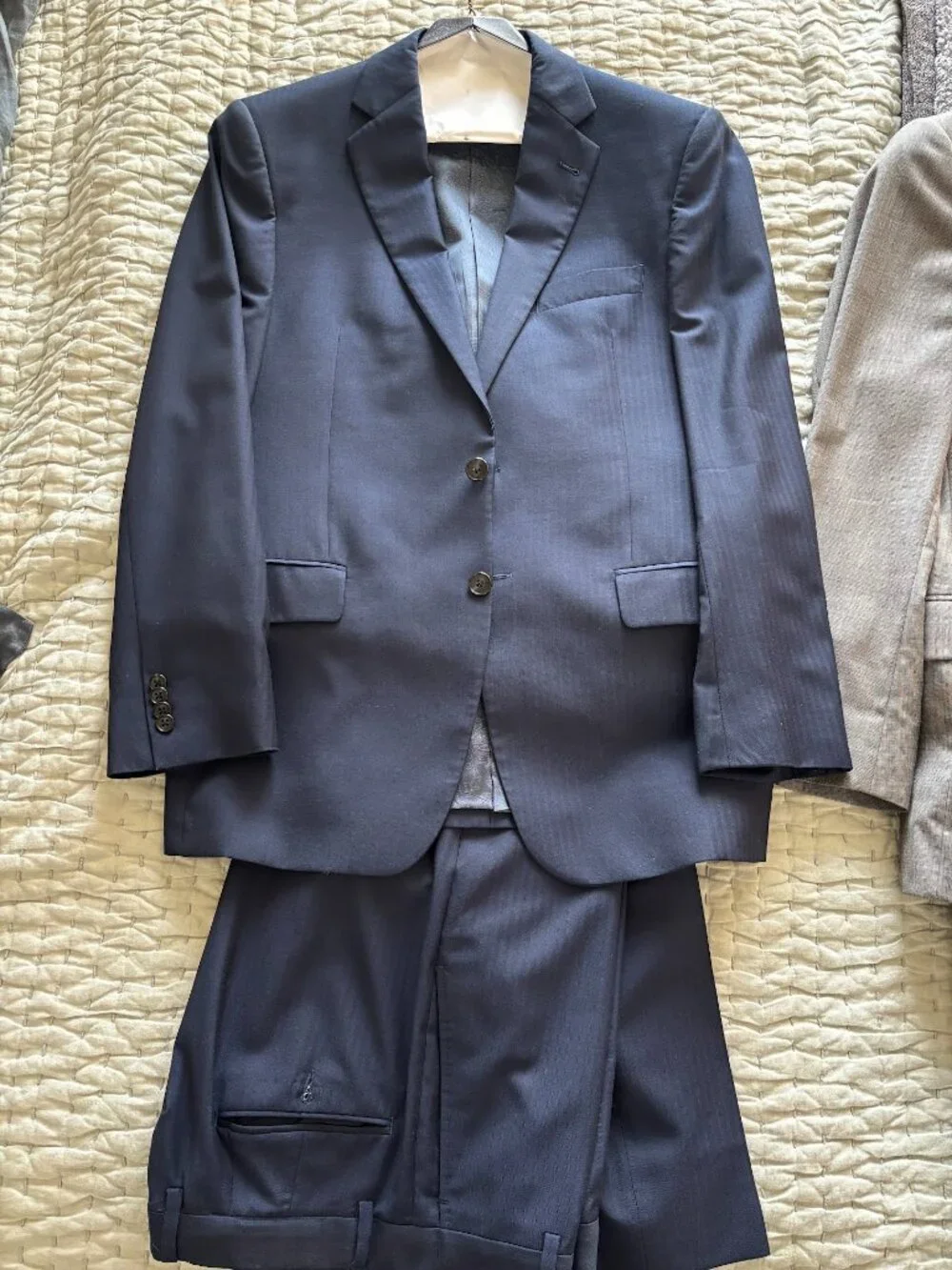 Custom Navy Joseph Abboud Suit (Coat and Pants)